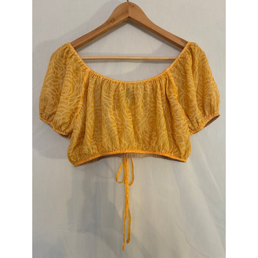 Reformation off shoulder yellow crop top size 4 - Picture 2 of 4